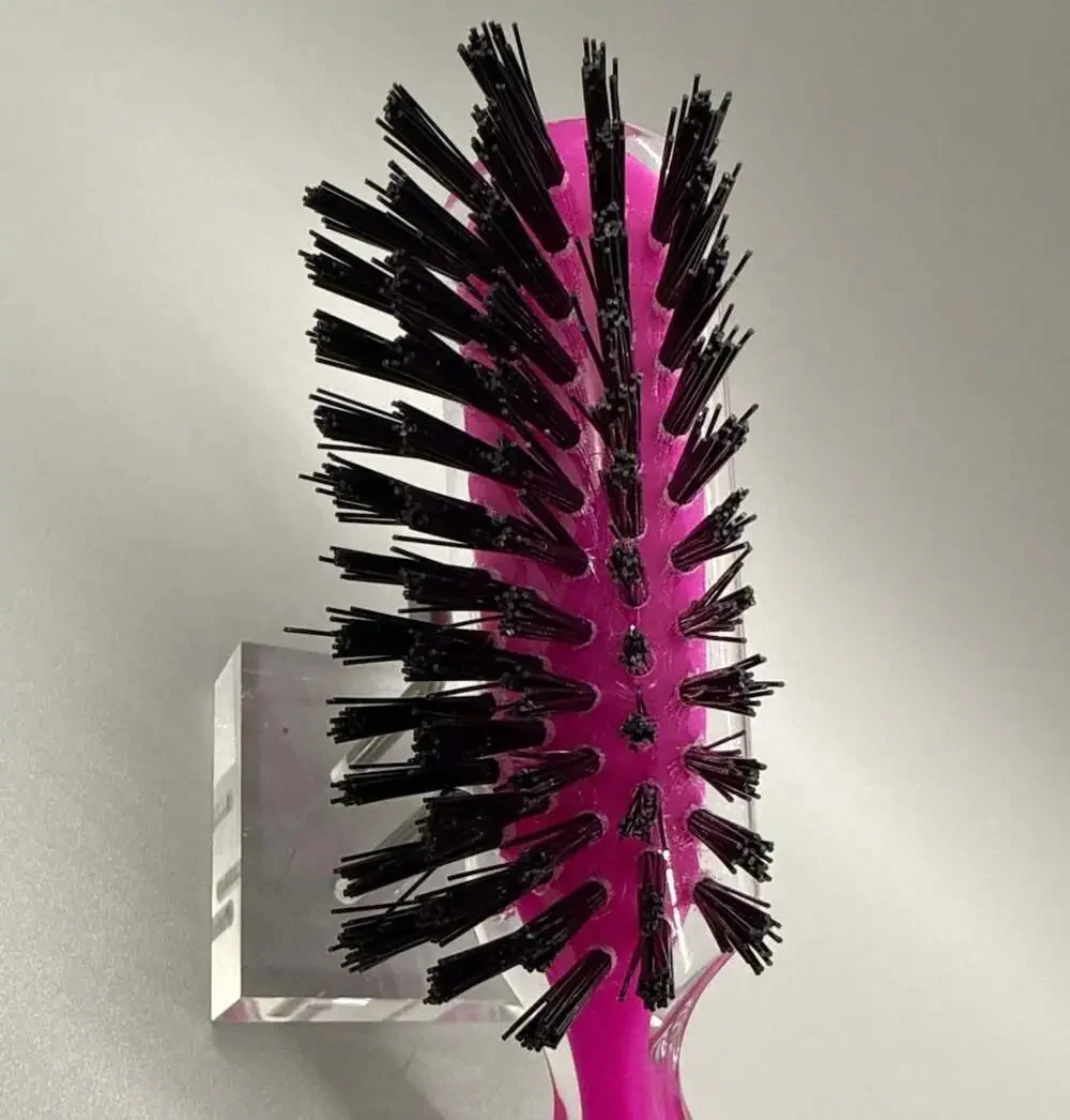 Goody USA Twin Tone 6” Magenta & Clear Nylon Bristle Hair Brush Travel Size Vtg